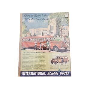 1940 International School Bus Advertisement Station Wagon School Vtg Print AD
